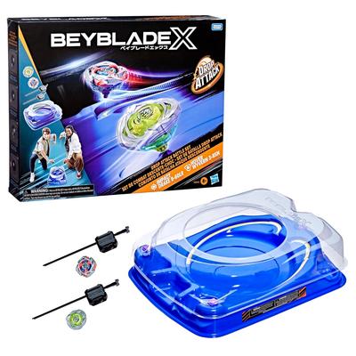 Beyblade X Drop Attack Battle Set Bay Stadium Arena Takara Tomy Tops 2 Launchers Impact Drake 9-60LR Hover Wyvern 3-85N Game Toy Suitable Ages 8 Up.