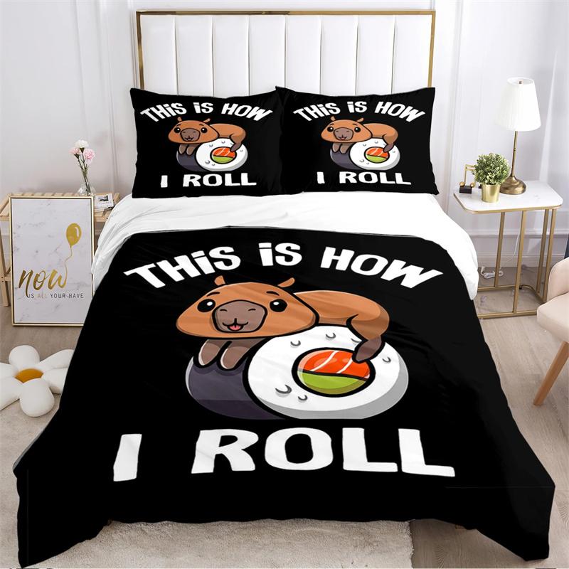 Милый аниме-капибара Kawai всесезонный комплект постельного белья с наволочкой для дома Twin Full Queen King детский подарок