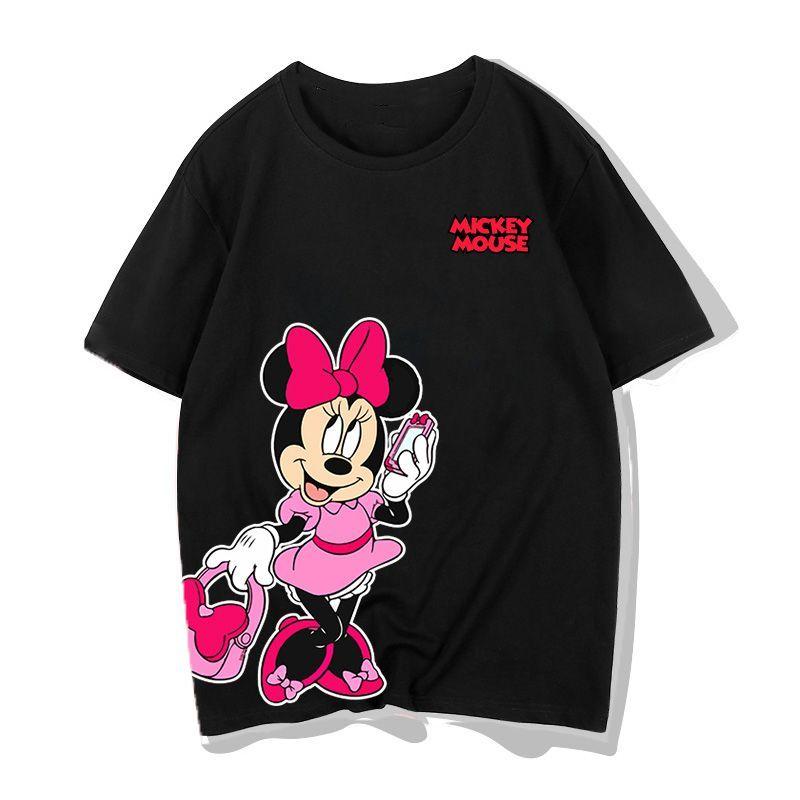 Minnie Mouse Cotton Unisexs Cotton Tshirt Summer New Unisexs and Womens Couples Oversized Casual Street Wear