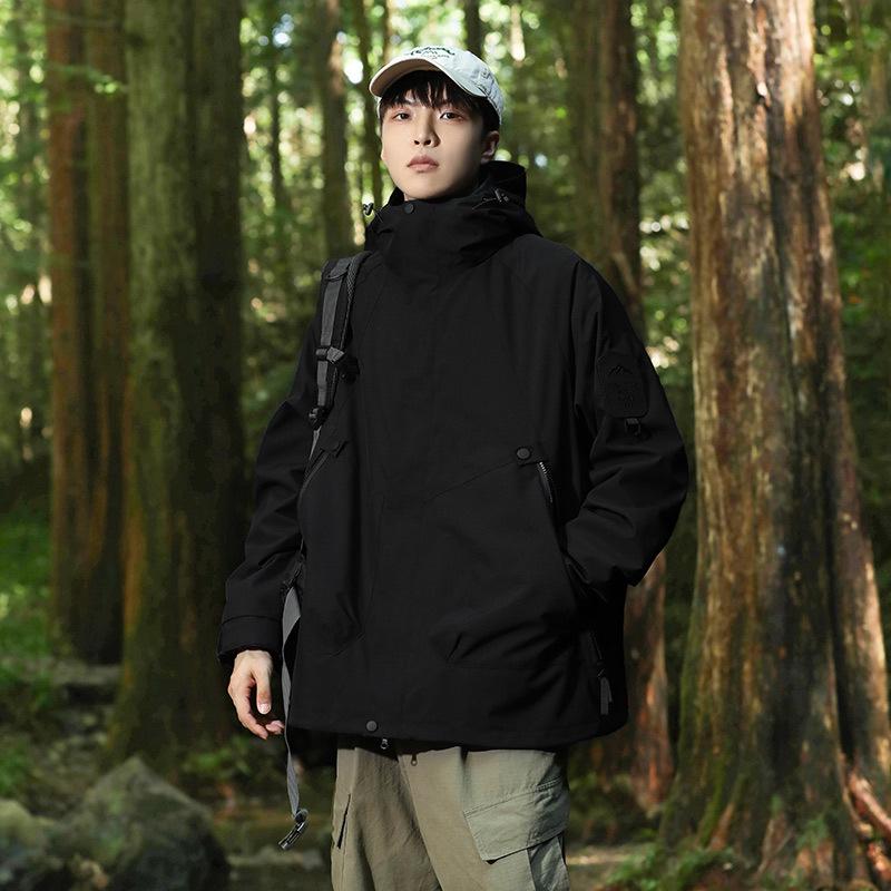 

Вермилионовый унисекс ветрозащитный плащ с водоотталкивающей пропиткой: Большой размер, Ветрозащитная, 3-в-1 Весенняя куртка для альпинизма и рабочей одежды. XL (75-85 kg)