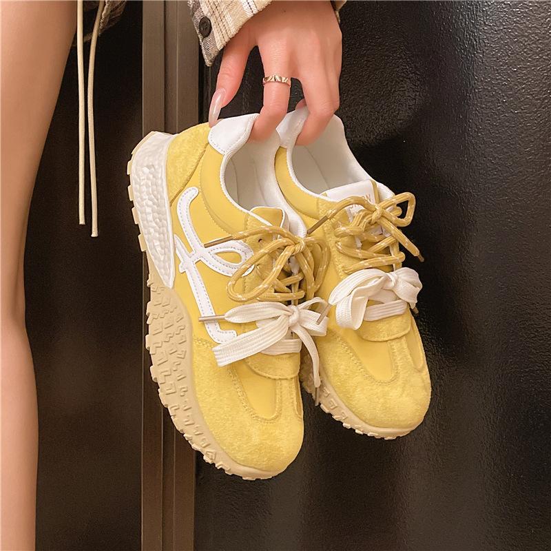 

Small man platform German training shoes inner height increase women s shoes 2025 spring new dad shoes retro Forrest Gump shoes casual shoes 40 жовтий
