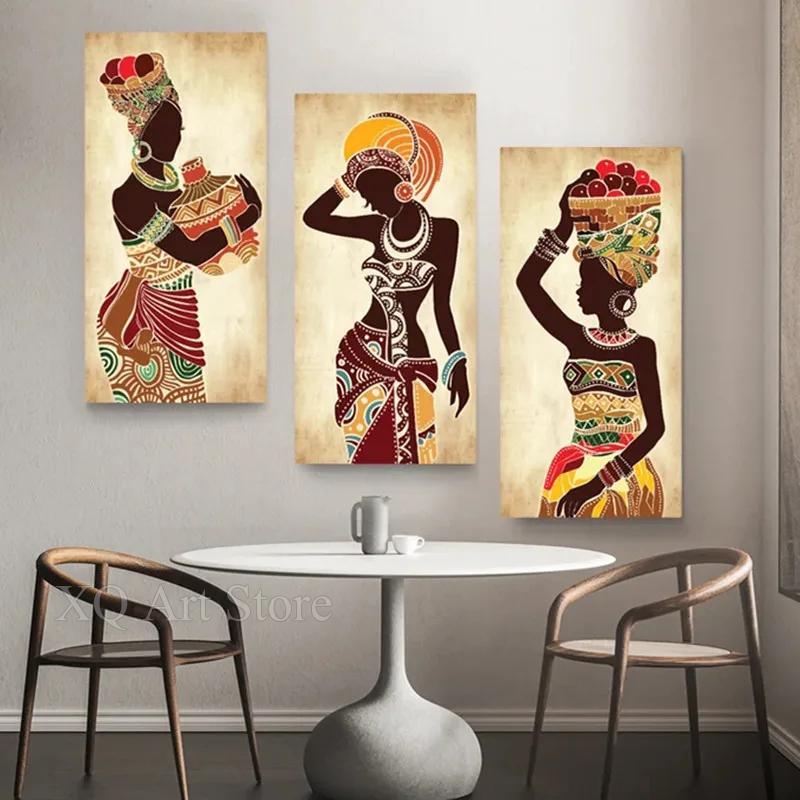 African Black Woman Canvas Painting Ethnic Art Poster for Living Room Decoration Home Wall Decor Decorative Paintings Picture