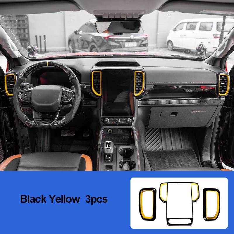 For Ford Ranger 2025 Central Control Air Outlet Screen Decorative Frame Cover Sticker Interior Car Accessories ABS Material Sets