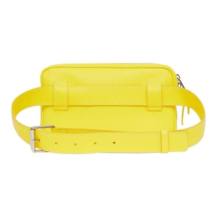 Burberry Exclusive Check Pattern Grain Leather Shoulder Bag Crossbody Waist Bag Men's Marigold Yellow