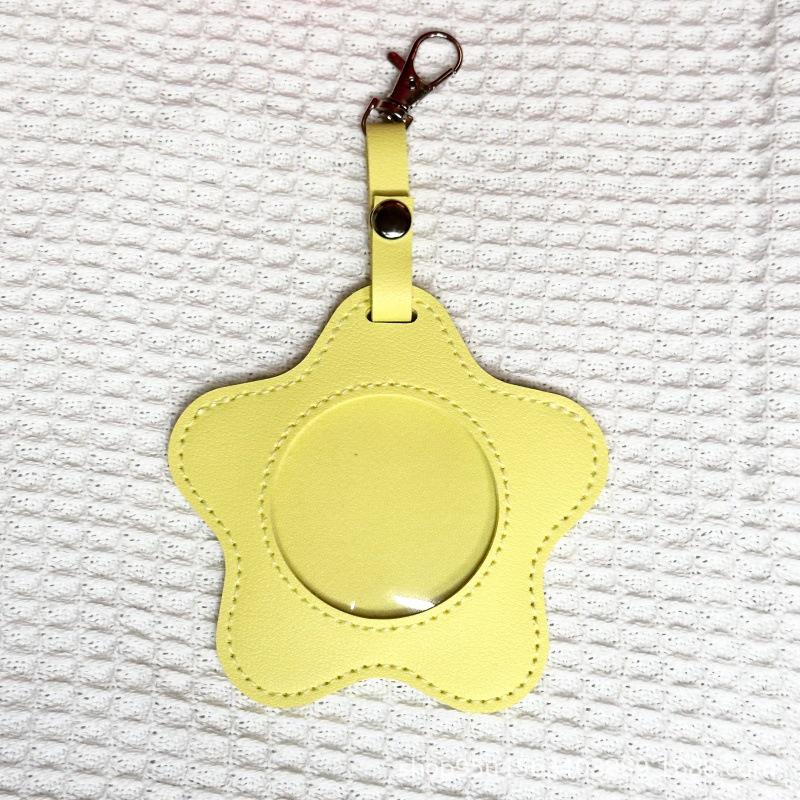 Anime Star-Shaped Badge Protector: PU Leather Pendant Keychain & Ita Bag for 2D Goods Storage