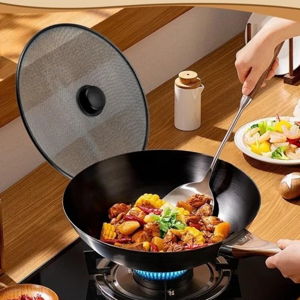 Fine Mesh Splatter Screen Anti-Splash Anti Grease Lid Practical Splash Guard Cover  Frying Pan Use