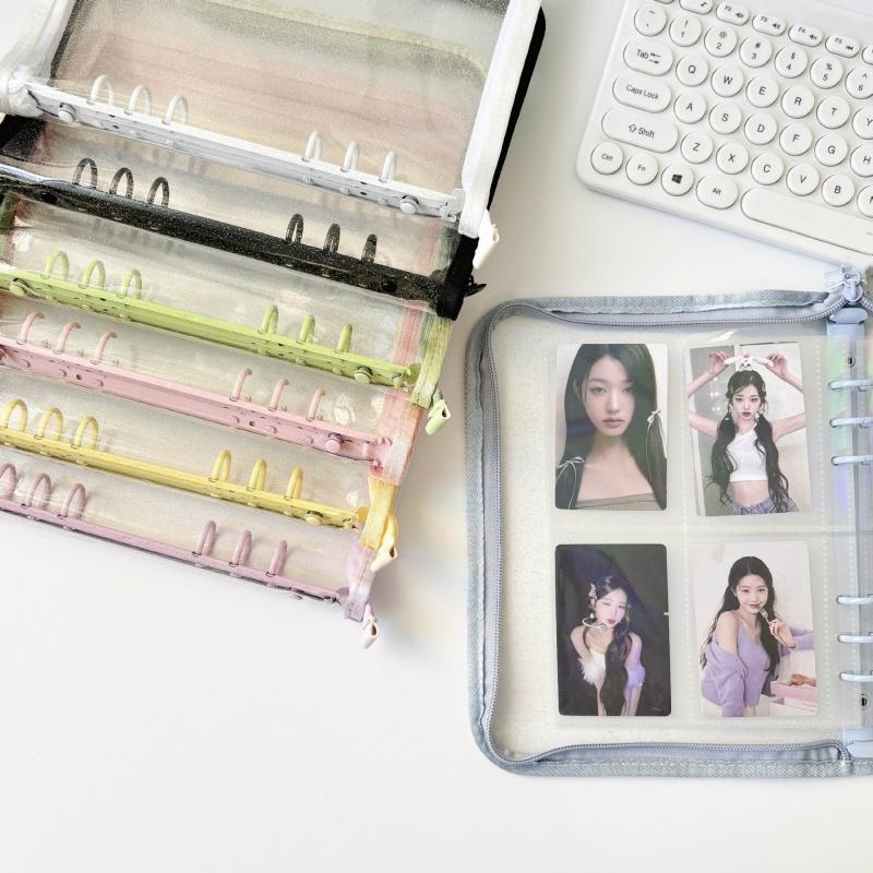 A5 Cute Ins Sparkling Blingbling Binder Pocards Transparent Zipper Po Album Card Holder Book Girl Hand Account Book Cover