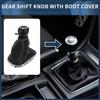 6 Speed Manual Gear Shifter Knob with Cover, Gearbox Stick Shifter Lever Knob for Chevrolet Cruze 2010-2015 Plastic Faux Leather Black White, 1 Pc