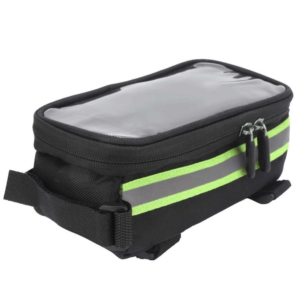 Hook and Loop Straps Bicycle Phone Bag 600D Nylon , TPU Bike Top Tube Bag  Outdoor Riding