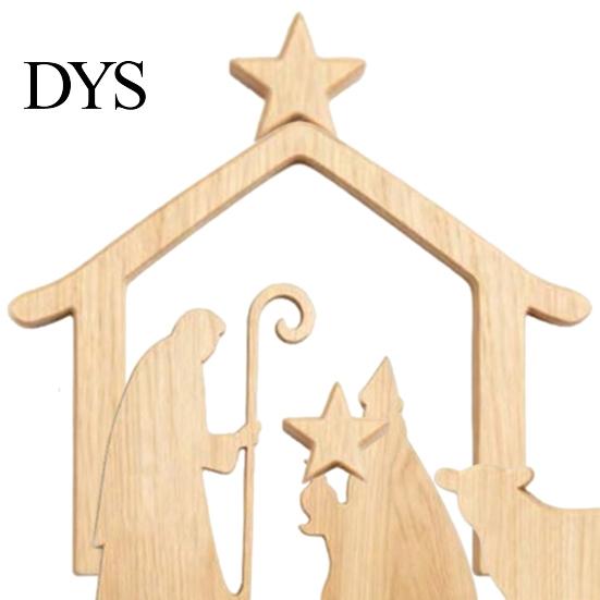 Small Wooden Religious Collectibles 13Pcs Christmas Nativity Scene Set, Mini Holy Family Figurines, Handcrafted Wood Figures Tabletop Manger