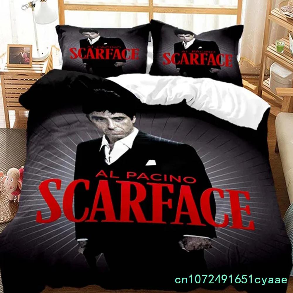 Tony Montana Scarfaces Bedding Set Boys Girls Twin Queen Size Duvet Cover Pillowcase Bed Boys Adult Home Textileextile