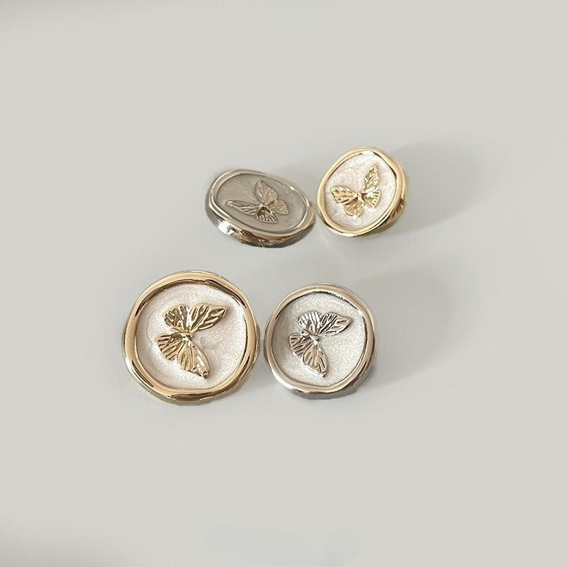 10Pcs Round Metal Button Butterfly Button for Shank Sewing Accessories Decorative Button for Clothes Jacket Handicraft