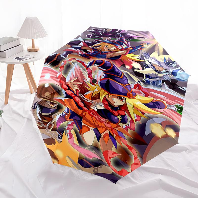 1pc Outdoor Umbrella with Yu-Gi-Oh! Characters - Automatic Opening/Closing, Portable 3-Fold Design, 8-Rib Iron Frame - Perfect Gift for Fans, Tra
