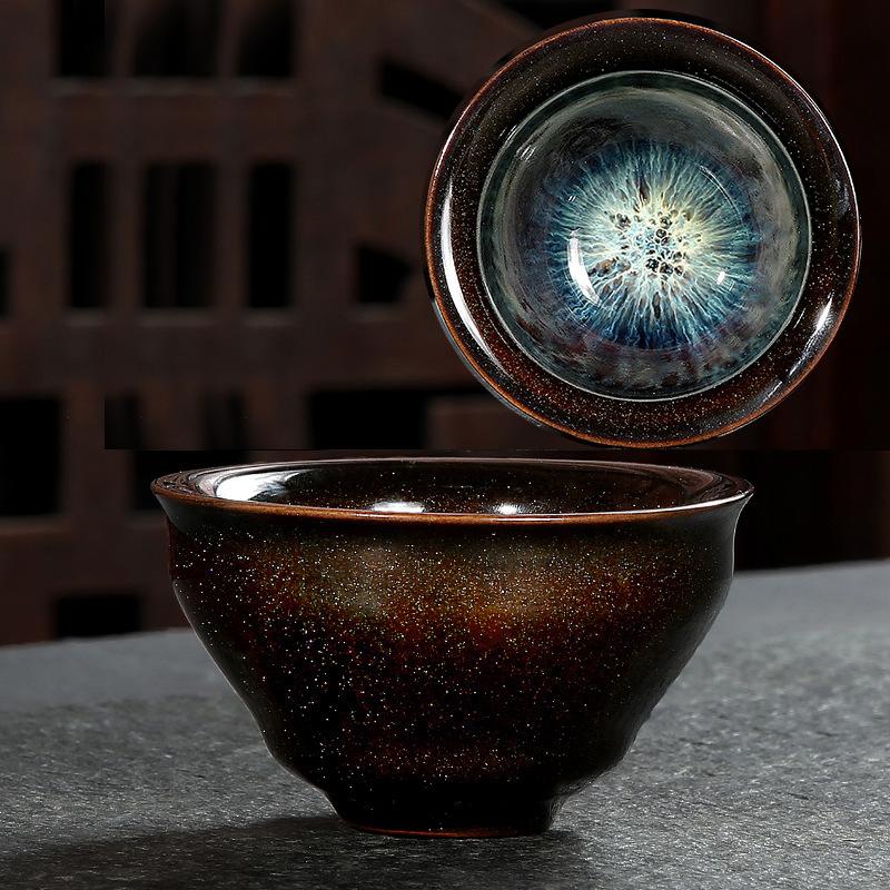 

Чайная чашка ручной работы из керамики в японском стиле, черная, маленькая, одинарная, для смены печи, чаша для чая пуэр, старинная чашка для медитации, чайный сервиз кунг-фу