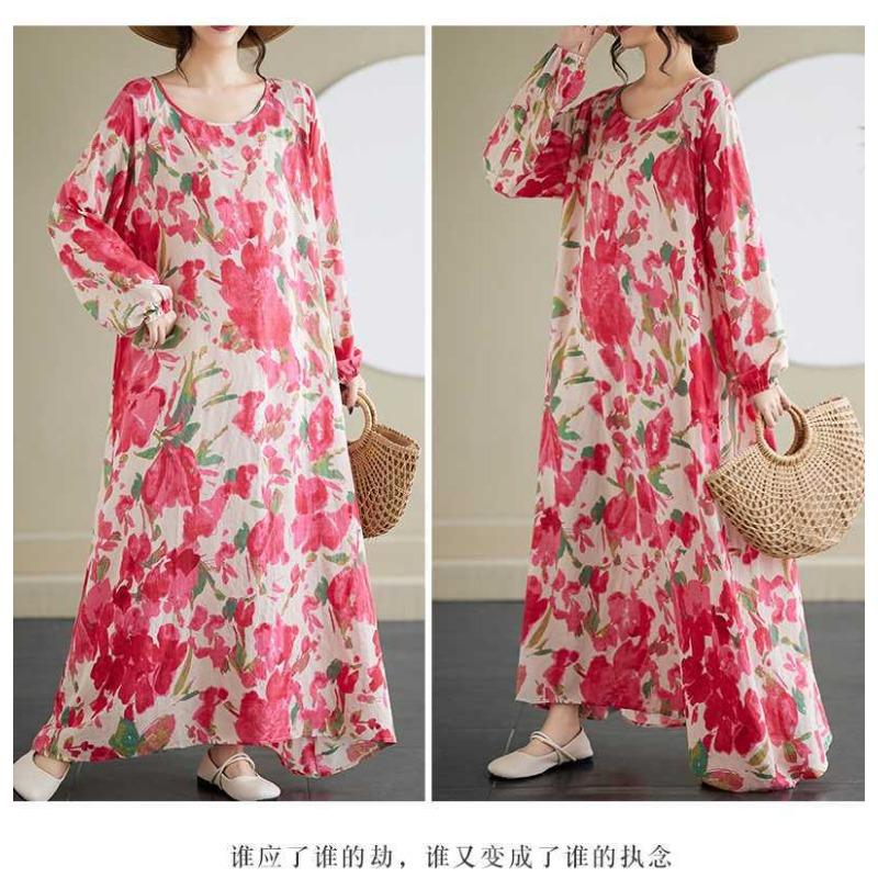 New Japanese Retro Long Sleeve Age Reducing Plus Size Casual Dresses