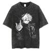 Anime Jujutsu Kaisen Gojo Satoru Anime Washed T Shirt Spring Summer Vintage Men Women Cotton Casual Oversized Tee Top Streetwear