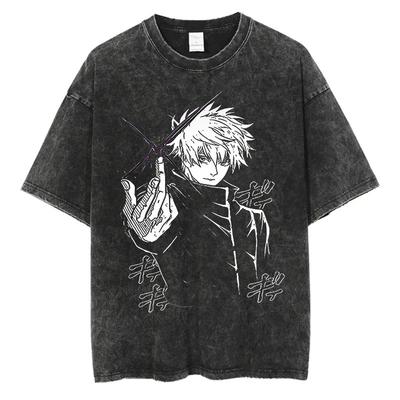 Anime Jujutsu Kaisen Anime Washed T Shirt Spring Summer Vintage Men Women Cotton Casual Oversized Tee Top