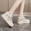 Women Shoes Platform Sneakers 2025 Summer Hollow Inner Height Increasing Thick Sole Fashionable Versatile Breathable Mesh Shoes