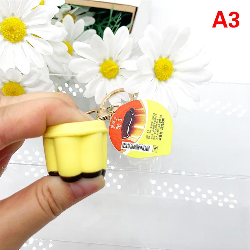 Japanese Pudding Keychain Play Pudding Jell-O Keychain Miniature Yogurt Pudding Ice Cream Pendant Soft Kneading Music Ornaments