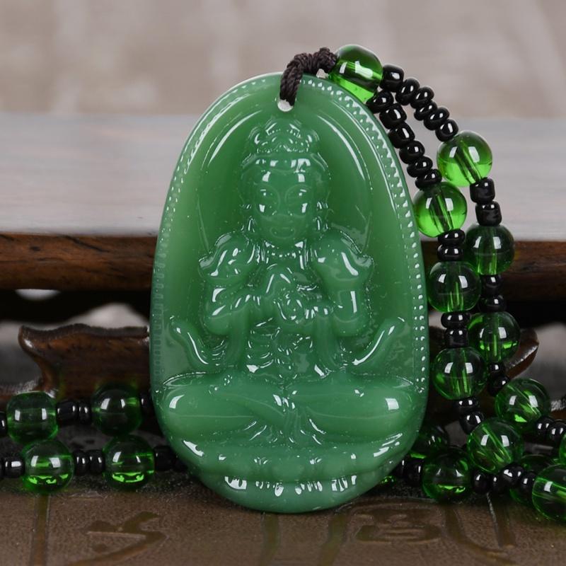 Chinese Lucky Amulet Buddha Necklace Manjushri Bodhisattva Guanyin Pendant For Men Women Long Sweater Chain Gift