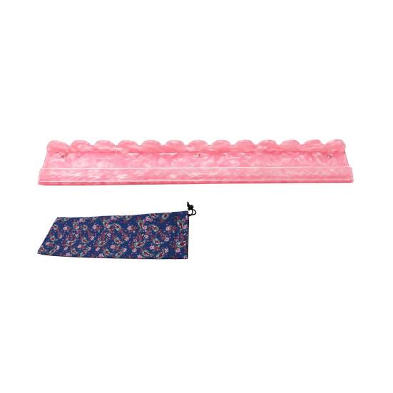 1/4Pcs Mahjong Rack with Magnetic Pusher & Storage Bag, Scalloped Acrylic Mah Jongg Tile Holder Pusher Bar, Gift for American Mahjong Players