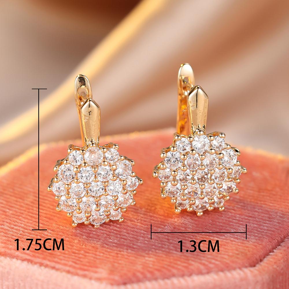 Klassische weiße Zirkon Blume baumeln Ohrringe für Frauen Luxus Sunflower Creolen Silber Farbe Hochzeit Schmuck