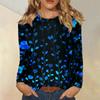 Dámská móda Květinový potisk Krk Dlouhý rukáv Pulovr Top