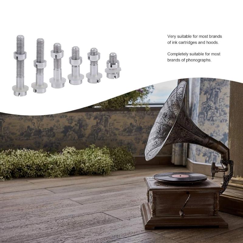 Pack of 6 Turntable Headshell Cartridges Mounting Set Screws and Hardware Player Assembly Parts Metal Nut Washers