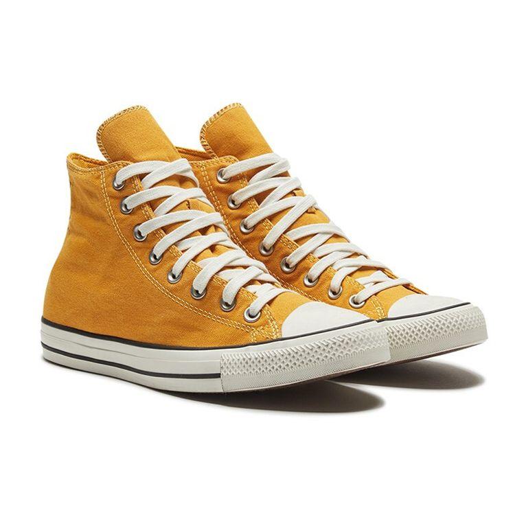 Converse Chuck Taylor All Star Hi Vintage Comfortable Versatile Durable High-Top Canvas Shoes Unisex Sneakers Yellow 167959C