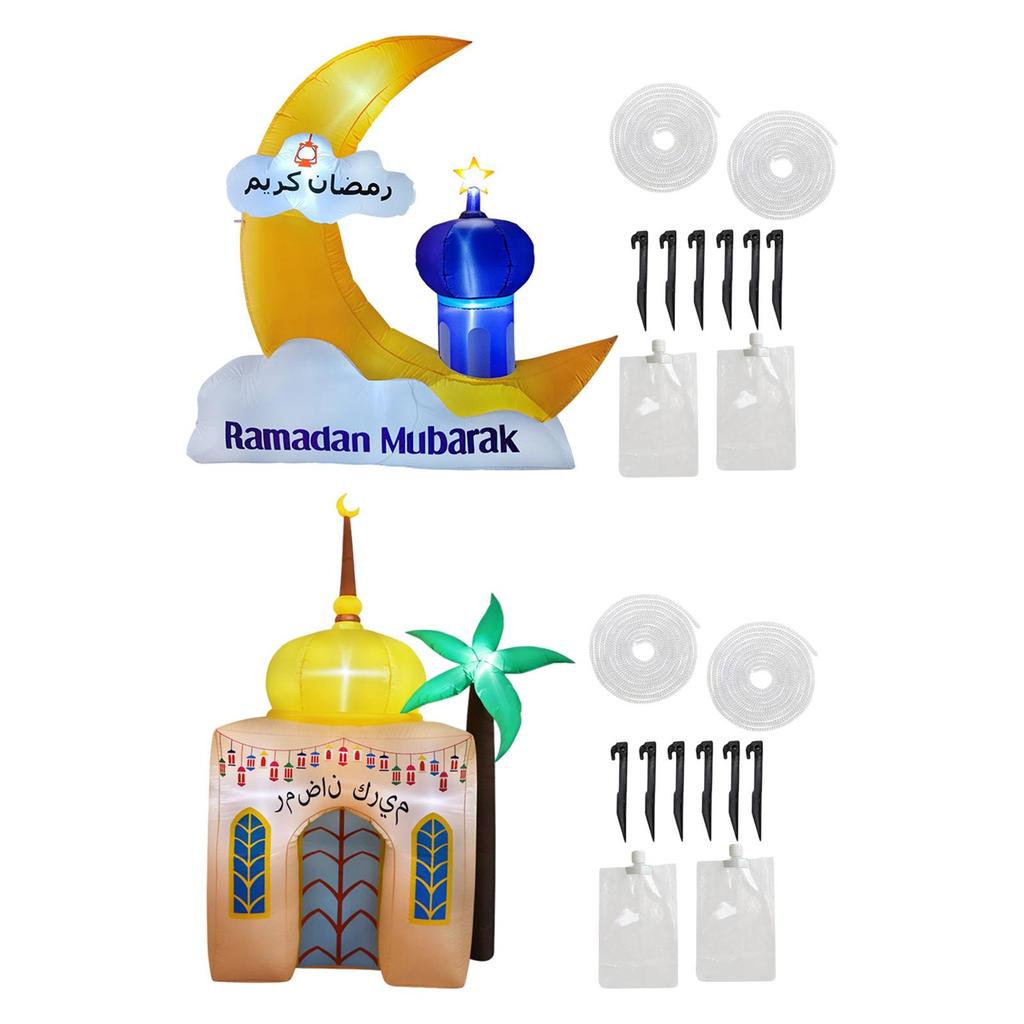 Décoration Gonflable Ramadan Eid Mubarak Décor Gonflable Célébration Sainte Créative Intégrant des LEDs Fêtes pour Jardin Pelouse