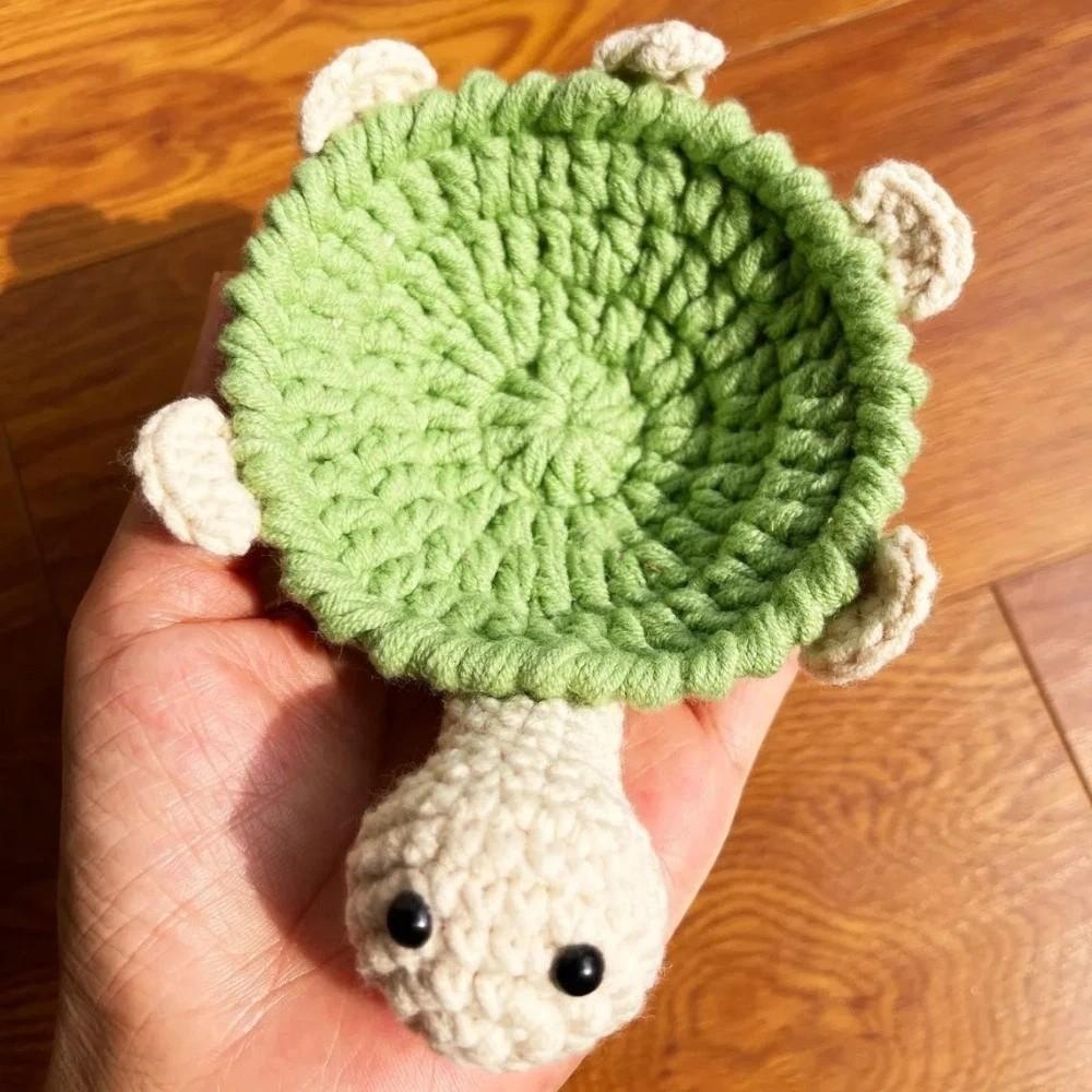 

Funny Knitted Cup Mat Hand Woven Animal Drink Coaster Finished Water Cup Mat Home Table Decor Turtle