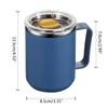 Stainless Steel Insulated Coffee Mug 450ml With Handle And Lid, Double Wall Vacuum Travel Mug For Office, Outdoor Thermos cup