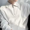 Men's Autumn Trendy Half-Zip Polo Hoodie - Cool Streetwear Lapel, Striped & Lightweight Jacket