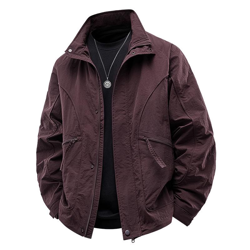Men's Trendy Long Sleeve Jacket - Spring/Autumn Style, Solid Color, Casual & Versatile Outerwear