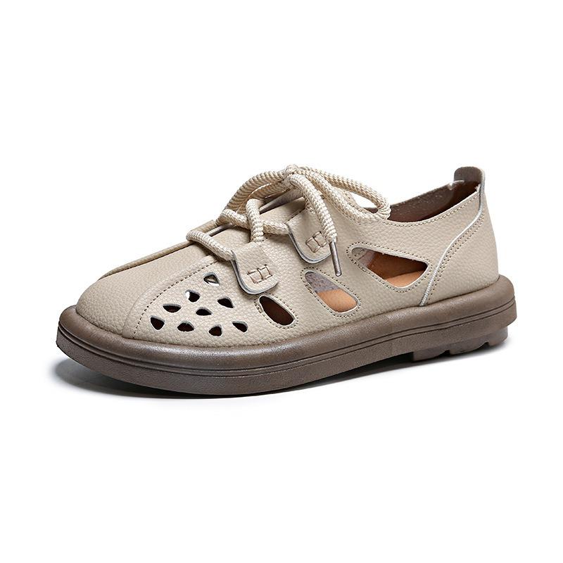 Sommer atmungsaktive Mutterschuhe Damen Retro Casual Oma Schuhe ein Pedal weiche Sohle hohl große Größe Loch le fu Damenschuhe