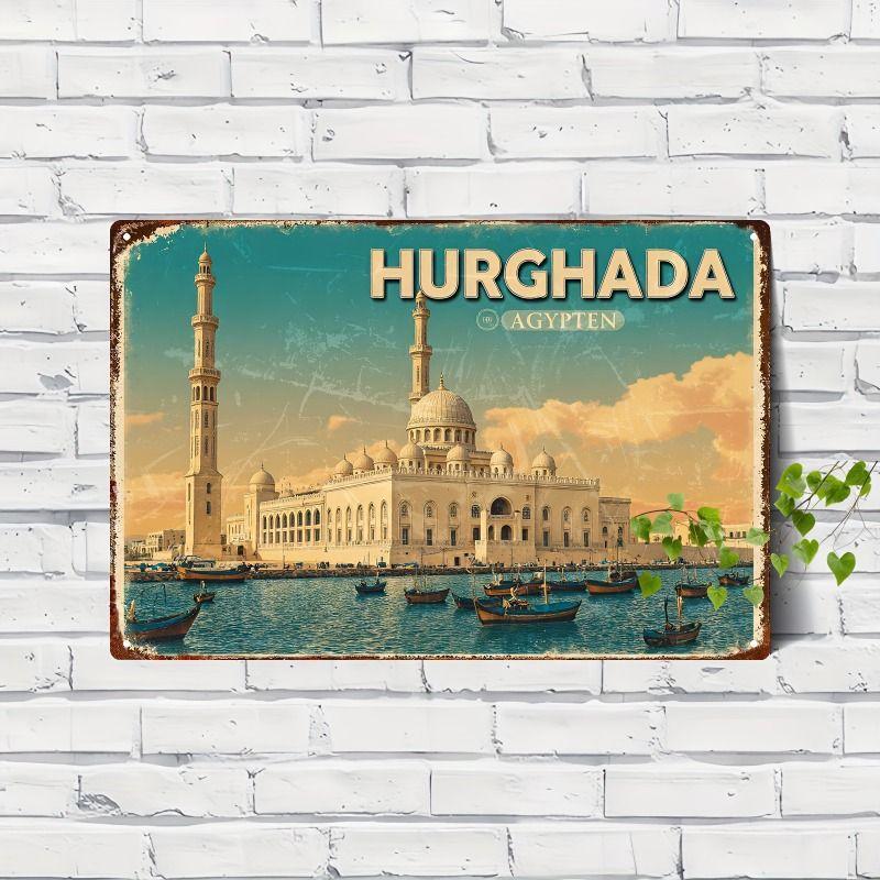 Vintage Ägyptisches Blechschild Wandkunst Heimdekor Metallposter Hängendes Schild