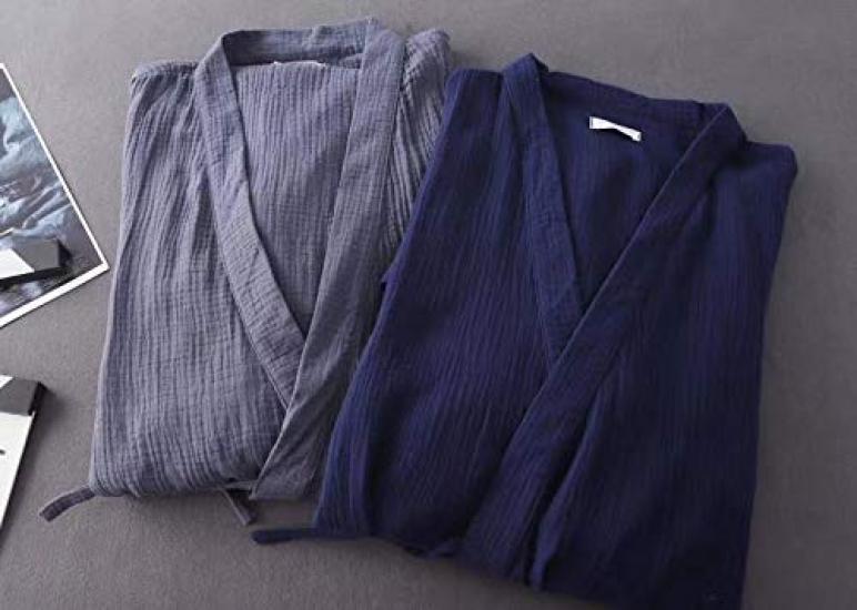 Morgenmantel Doppelgaze Bademantel Baumwolle Handtuch inklusive Handtuchstoff Saugfähig Schnelltrocknend Nach dem Bad Sanfte Textur Baumwollmaterial Unisex Hausanzug