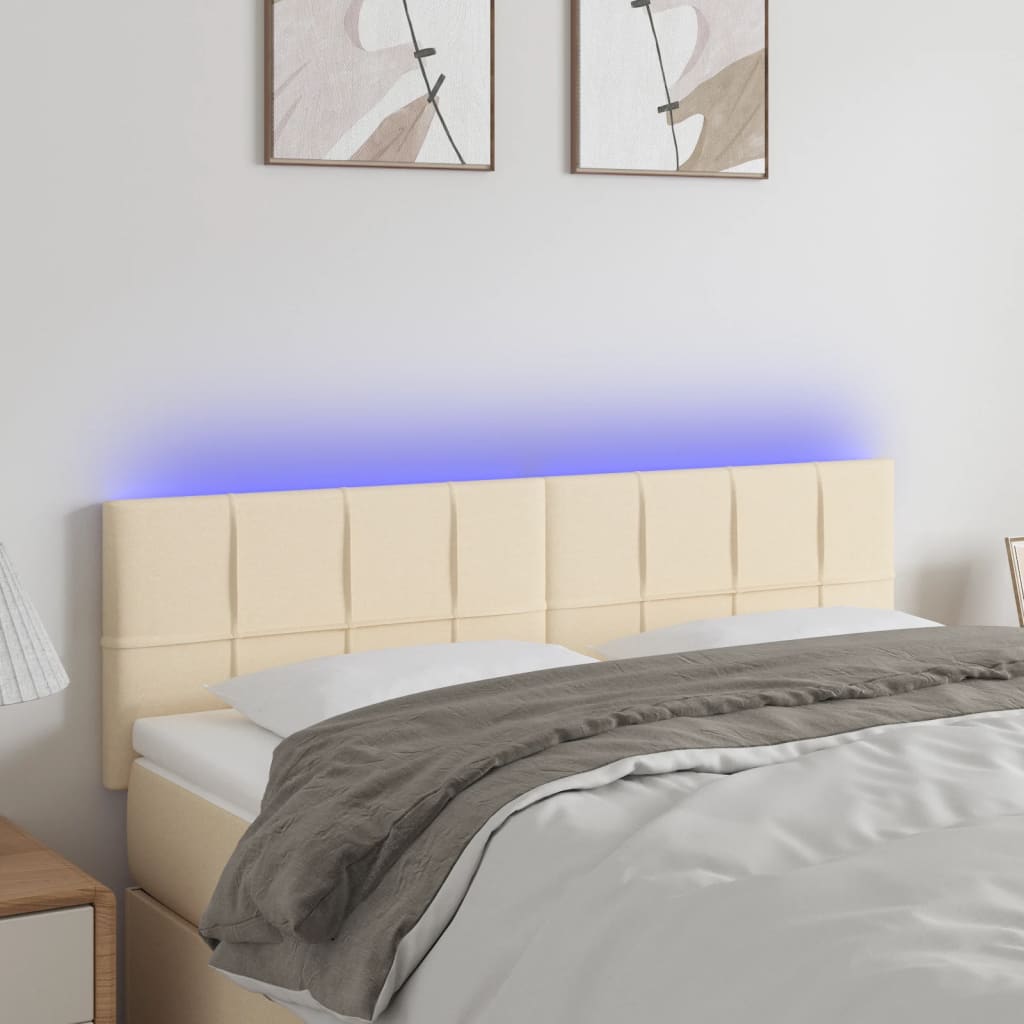 Vidaxl Zagłówek Do Łóżka Z Led, Kremowy, 144X5X78/88 Cm, Tkanina
