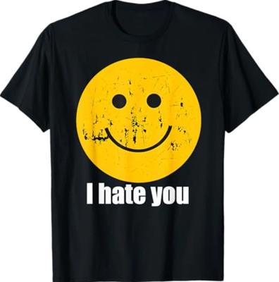 Ich hasse dich Retro Vintage Gelbes Glückliches Lächeln Gesicht Ich hasse dich T-Shirt