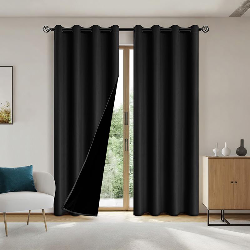 

100% Blackout Window Curtain Home Sunshade Curtains Solid Color Sunshade Cloth Windows Sheer Drapes Livingroom Supplies S W100xH130cm&1 panel чёрный