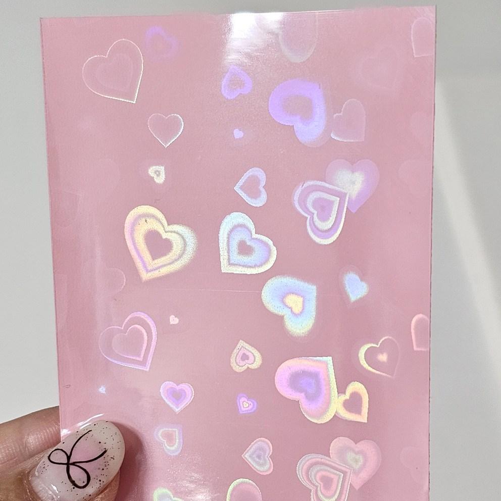 Lifeall Pokasleeve Top Loader Poka Heart Hologram Card Sleeves, White + Pink, 100 Sheets