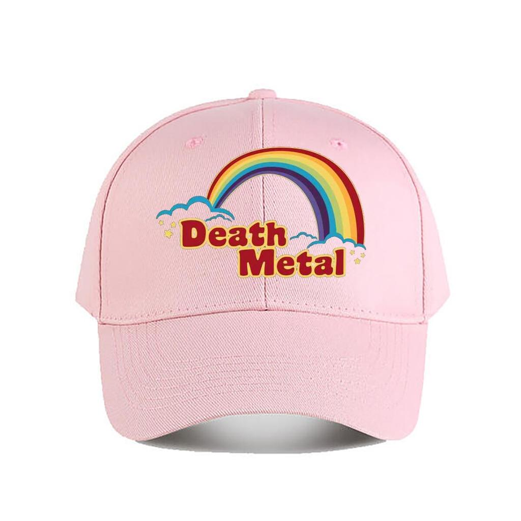 Rainbow  Death Metal Contrast Kitsch Emblem Design Baseball Cap Fashion Outdoor Sports Sunhat Unisex Snapback Cap WoUnisexs