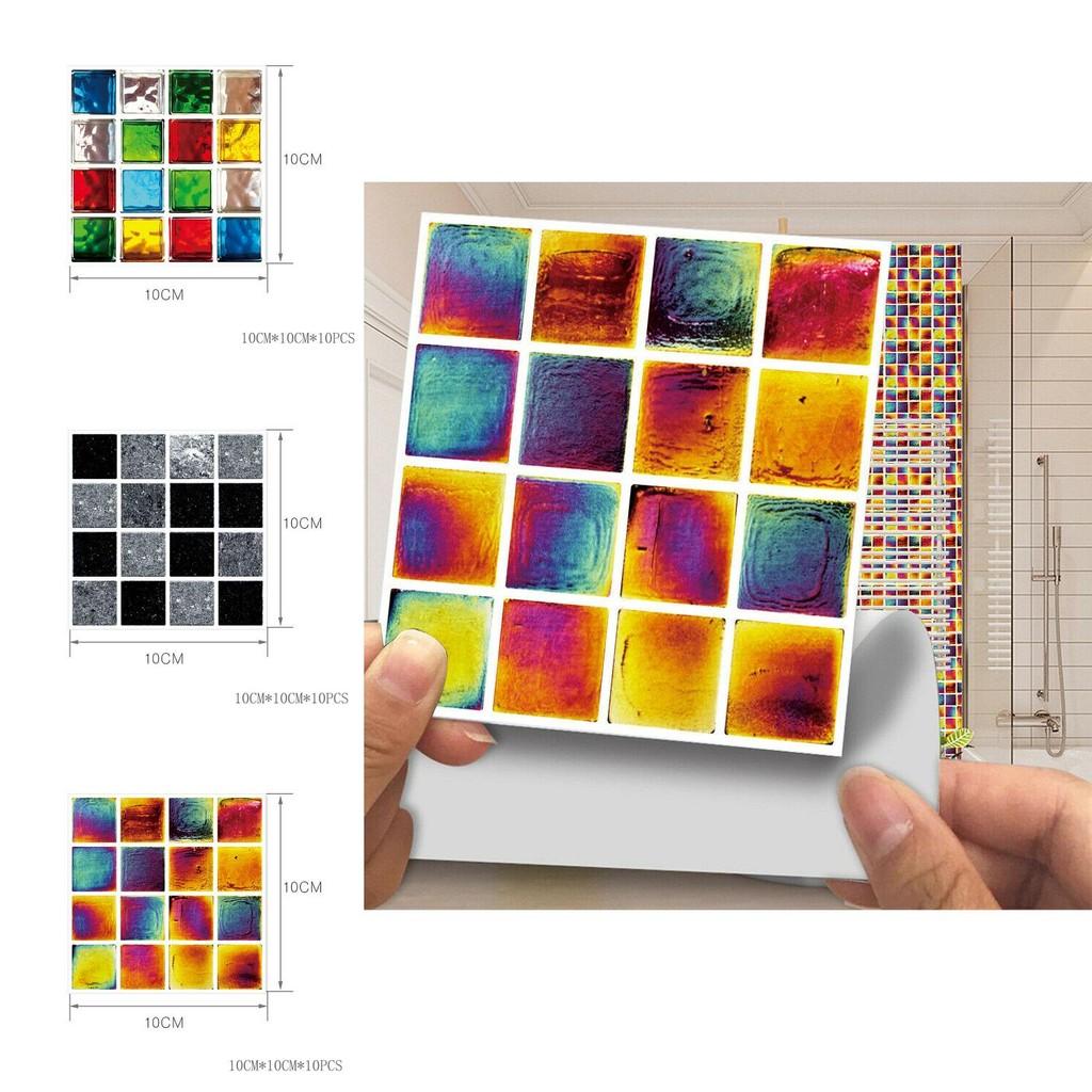 Luxurious Bathroom Mosaic Tile Stickers Set Of 10 For Effortless Wall Decoration