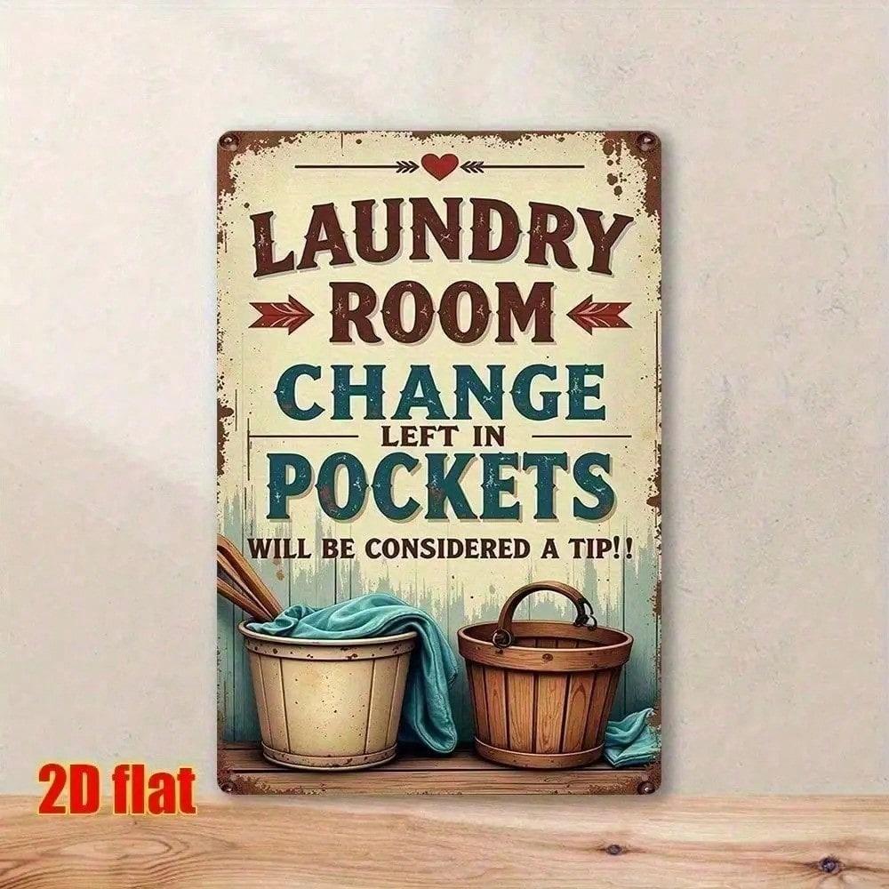 

Vintage Rustic Metal Tin Sign Laundry Room Wall Decor Farmhouse Retro 8x12 Inch різнокольоровий