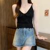 Knitted Camisole Vest for Women In Summer Sleeveless Sexy Short Style Inner Top Base Shirt
