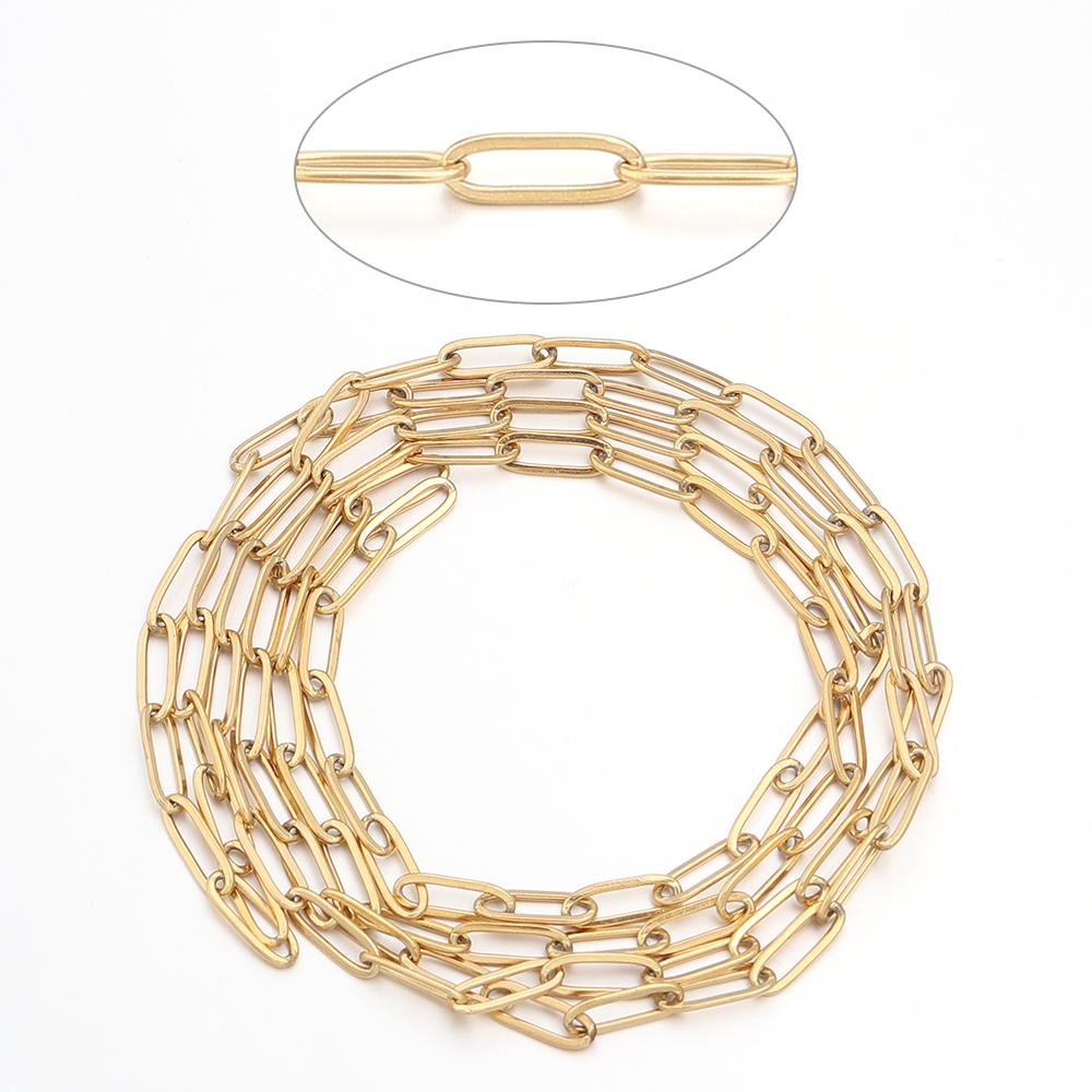 1 Meter Stainless Steel Paperclip Chain Gold Steel Color Link Chains For Jewelry Making DIY Handmade Necklace Bracelet Materials