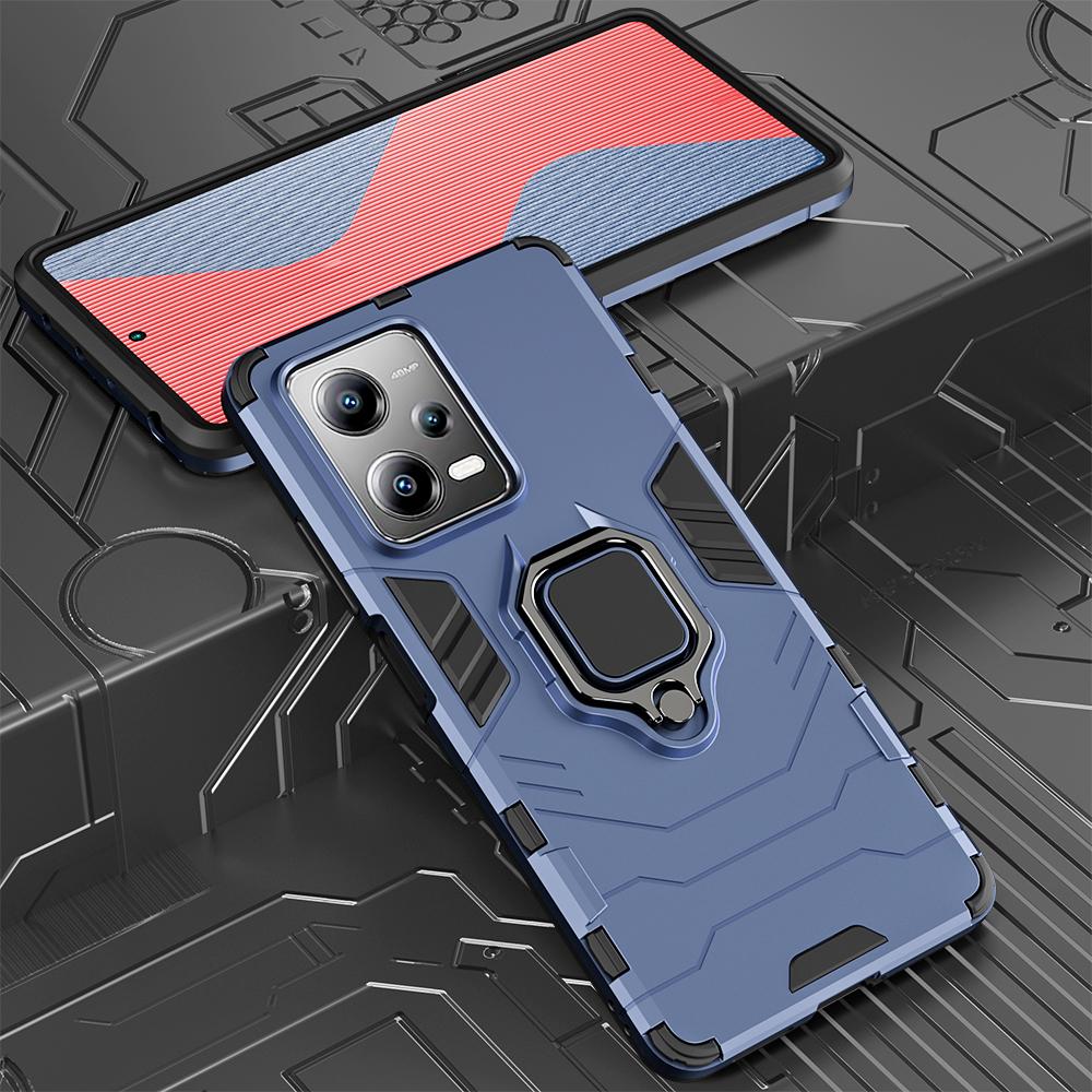 KEYSION Custodia antiurto per armatura per POCO X5 Pro 5G Custodia in silicone + anello in metallo per PC Custodia per telefono per Xiaomi POCO X5 5G