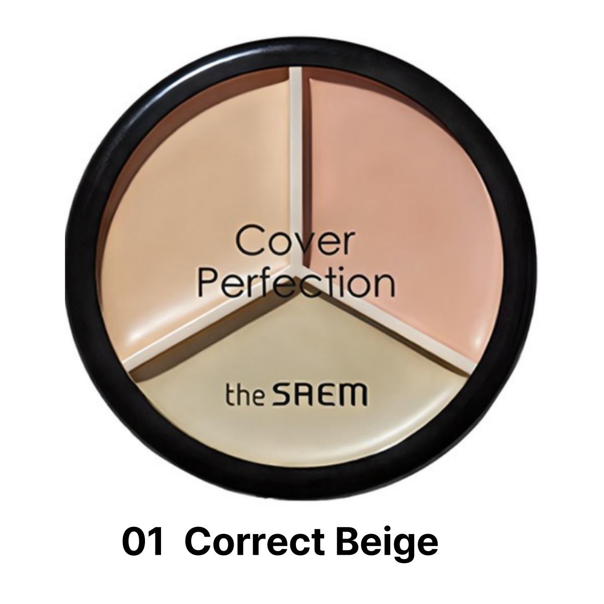 [The Saem] Cover Perfection Triple Pot Concealer 13.5g 01 Correct Beige