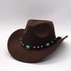 New Vintage Emerald Wool Top Hat Felt Hat Classic Cowboy Hat Ethnic Tibetan Western Jazz Hat