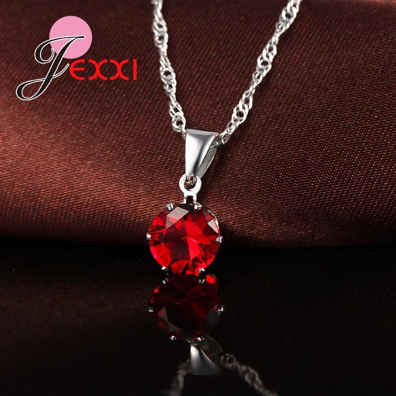New Fashion 925 Silver Color Shiny Crystals Rhinestones Stones Woman Earring Necklace Jewelry Set 16 Colors